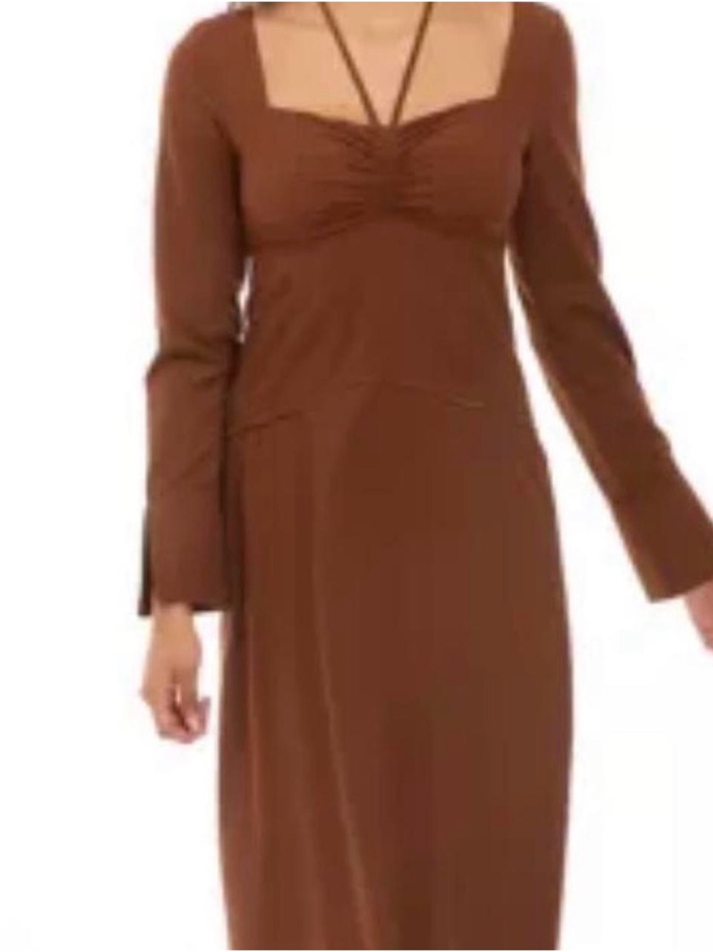 Moon River Brown Maxi Dress with Square Neck